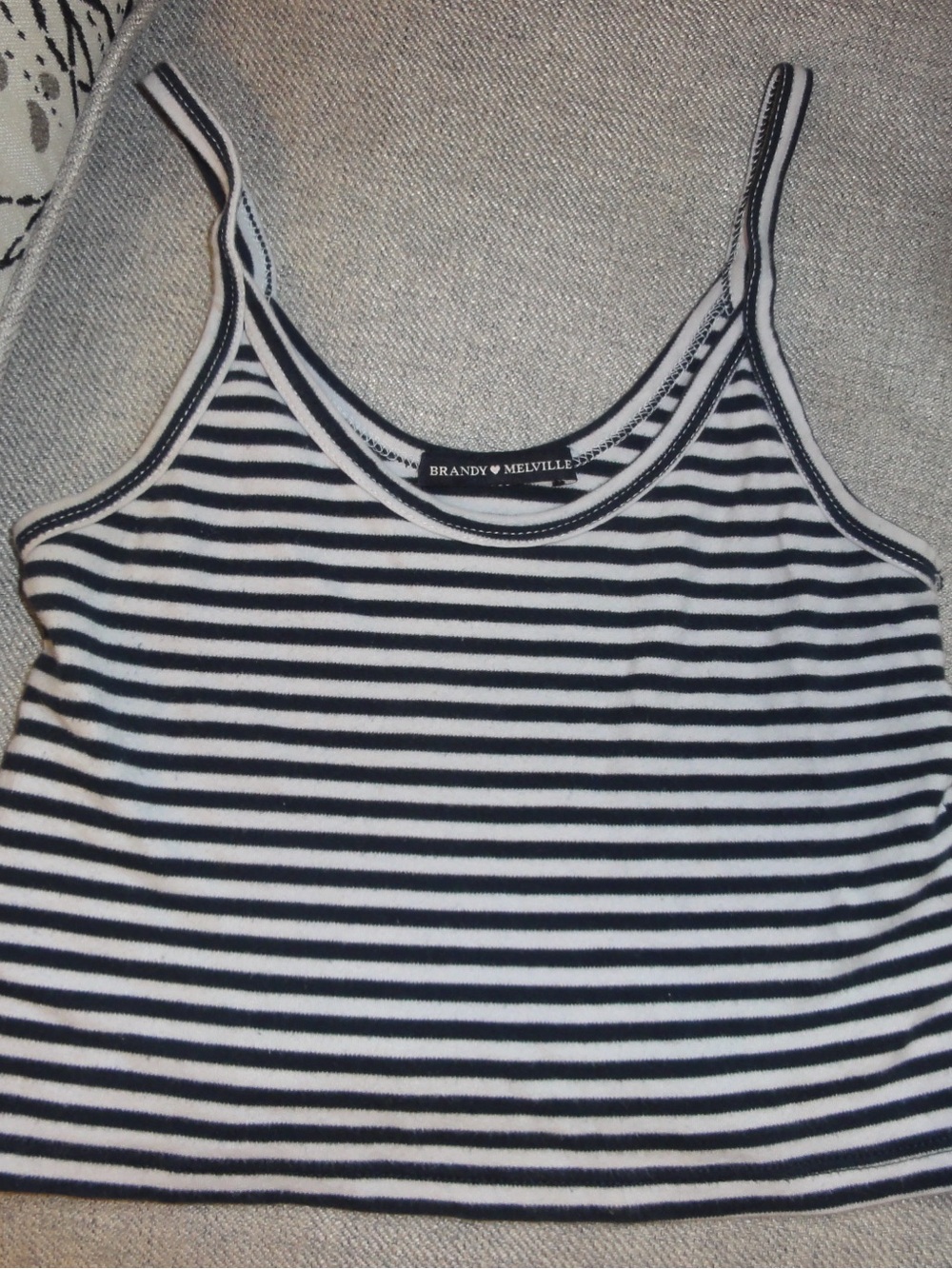 Brandy Melville Navy and White Striped Cropped Tank
